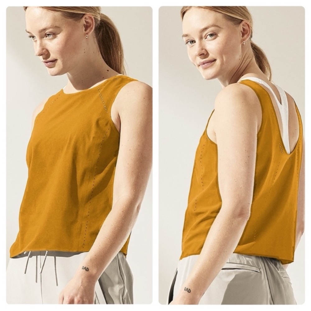Athleta Terra Tuscan Gold Perforated Crop Tank